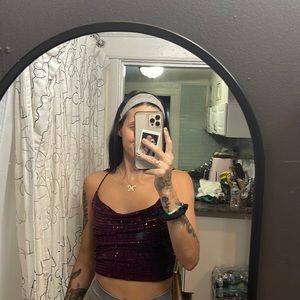 Maroon Open Back Crop